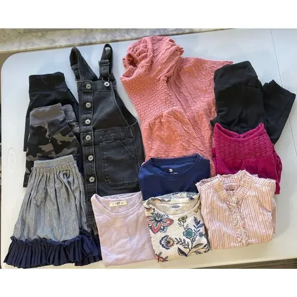 Lot of 11 Girls 4-5 Romper Jumper , Skirts, Tops Kids Bundle Assorted Brands - Picture 1 of 13